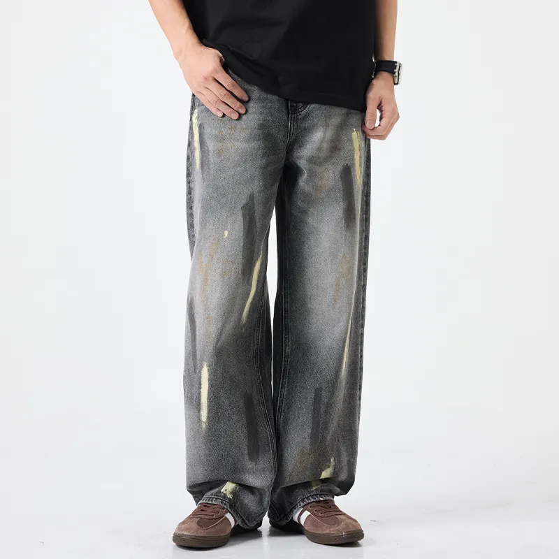 ZENGZHI Jeans Unisex Dirty Black-2