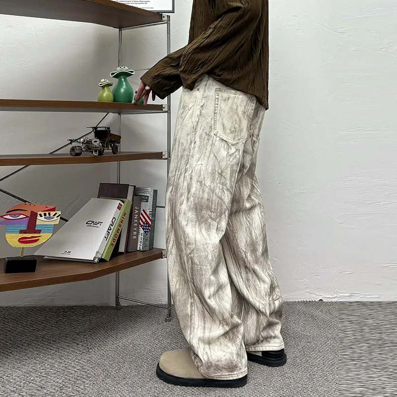 ZENGZHI Jeans Unisex White Distressed Pants-4