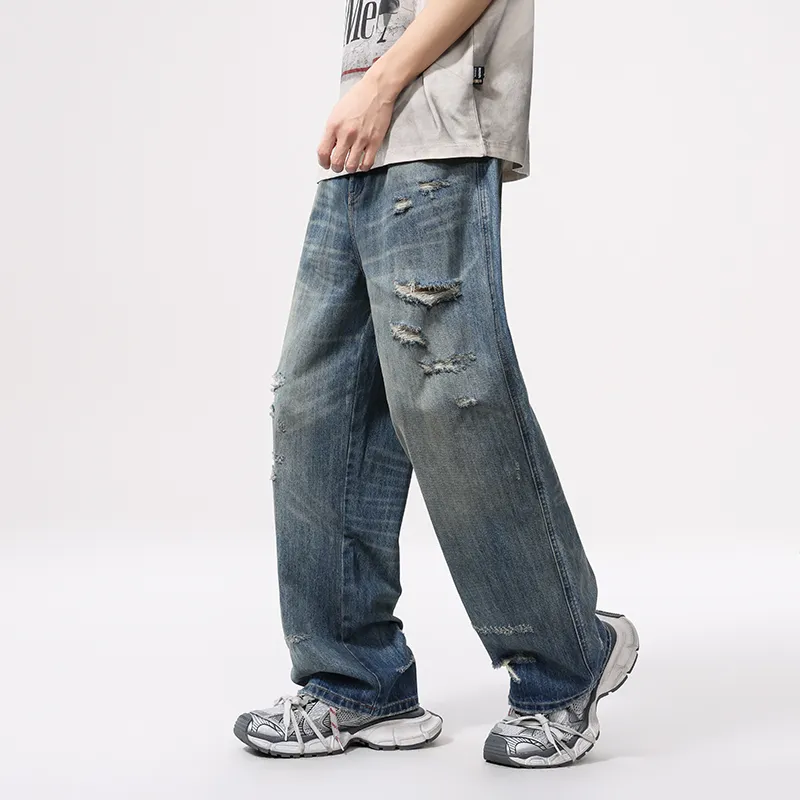 ZENGZHI Jeans Unisex Nostalgic Blue-5