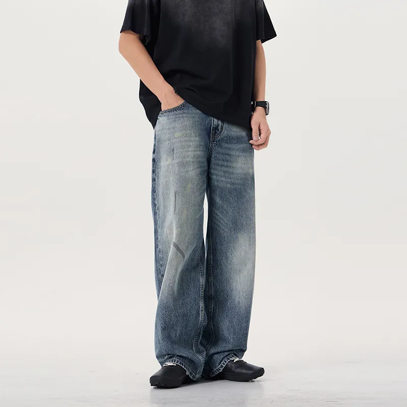 ZENGZHI Jeans Unisex Dirty Blue-4