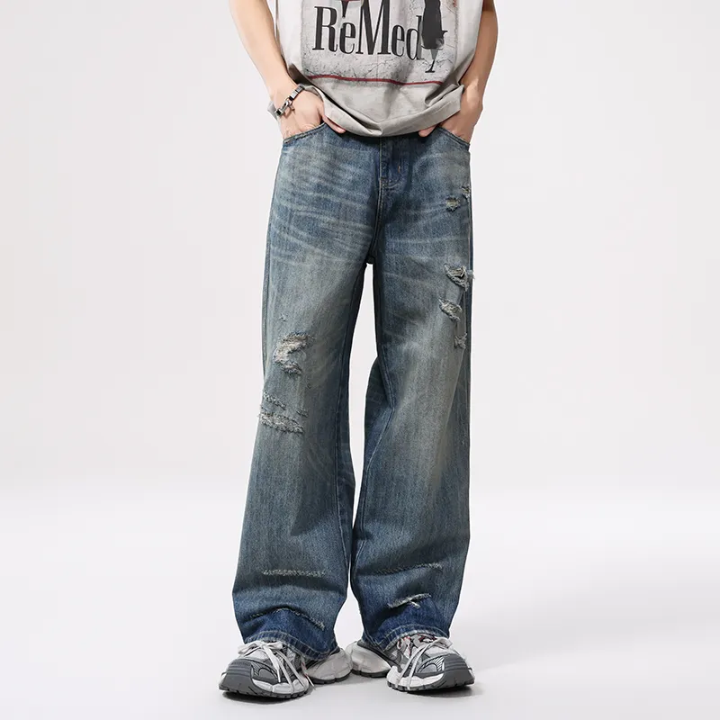ZENGZHI Jeans Unisex Nostalgic Blue-4