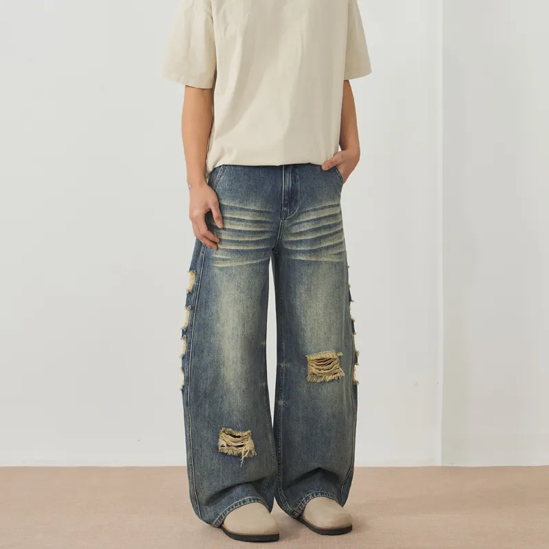 ZENGZHI Jeans Unisex Blue-3