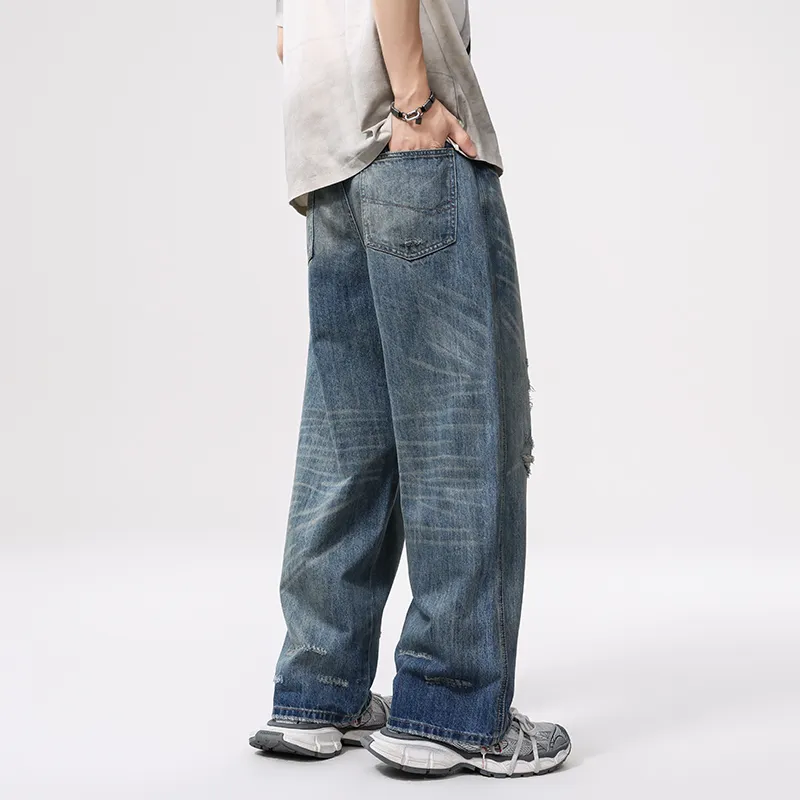 ZENGZHI Jeans Unisex Nostalgic Blue-6