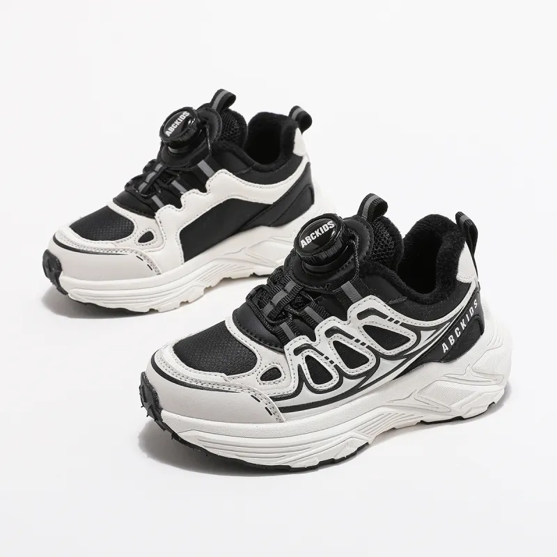 ABC KIDS Slip Resistant Anti Kick Abrasion Resistant Thermal Low Top Kids Lifestyle Shoes Beige Black Kids'-1