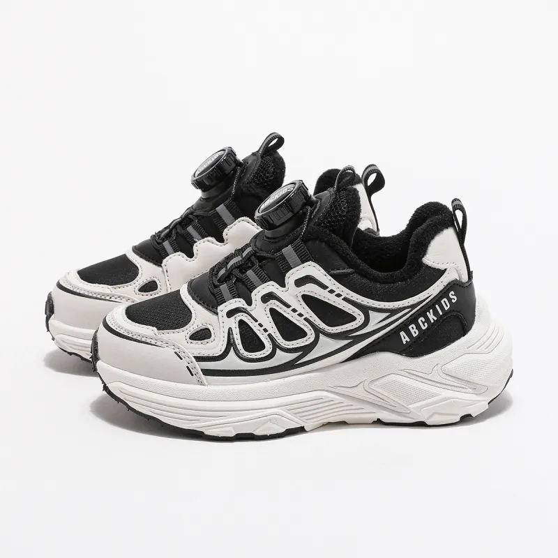 ABC KIDS Slip Resistant Anti Kick Abrasion Resistant Thermal Low Top Kids Lifestyle Shoes Beige Black Kids'-2
