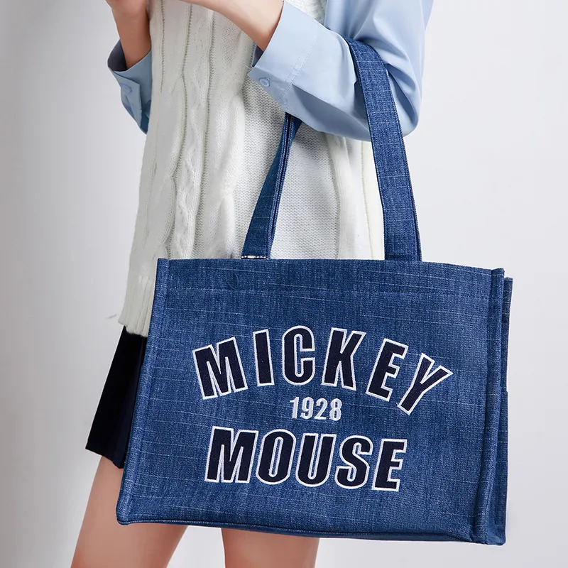 Disney Denim Tote Bag Shopping Bag Shoulder Bags Women's Dark Blue/Light Blue-1