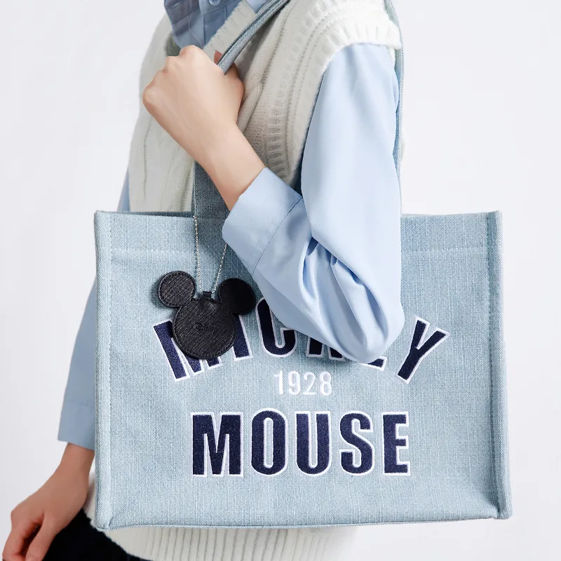 Disney Denim Tote Bag Shopping Bag Shoulder Bags Women's Dark Blue/Light Blue-7