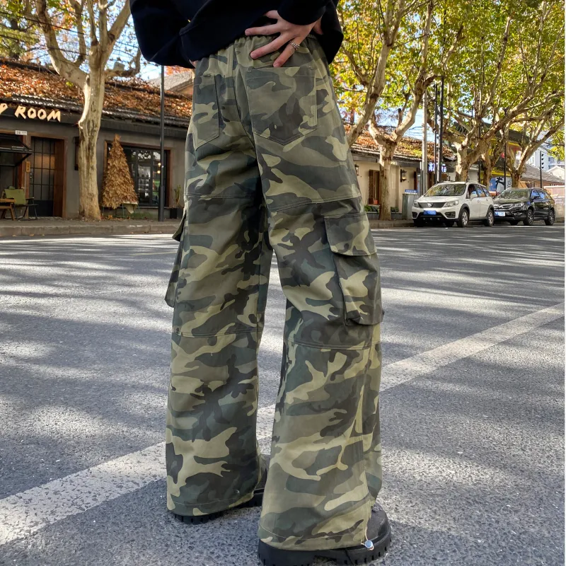 FALIAMS Cargo Pants Unisex Green Camouflage-2