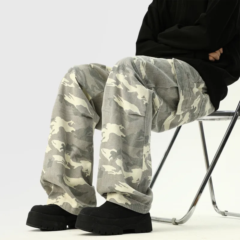 FALIAMS Jeans Unisex Camouflage Gray-2