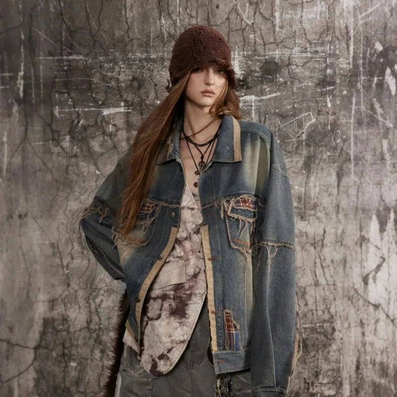 FALIAMS Denim Jacket Unisex Vintage Blue-1