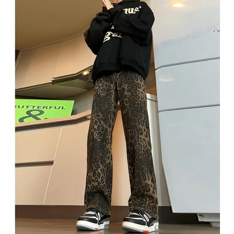 FALIAMS Jeans Unisex Leopard Print-2