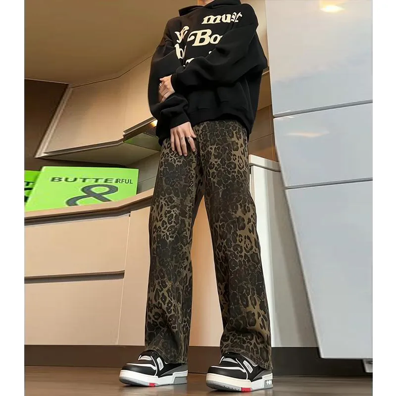FALIAMS Jeans Unisex Leopard Print-6