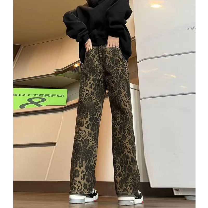 FALIAMS Jeans Unisex Leopard Print-4