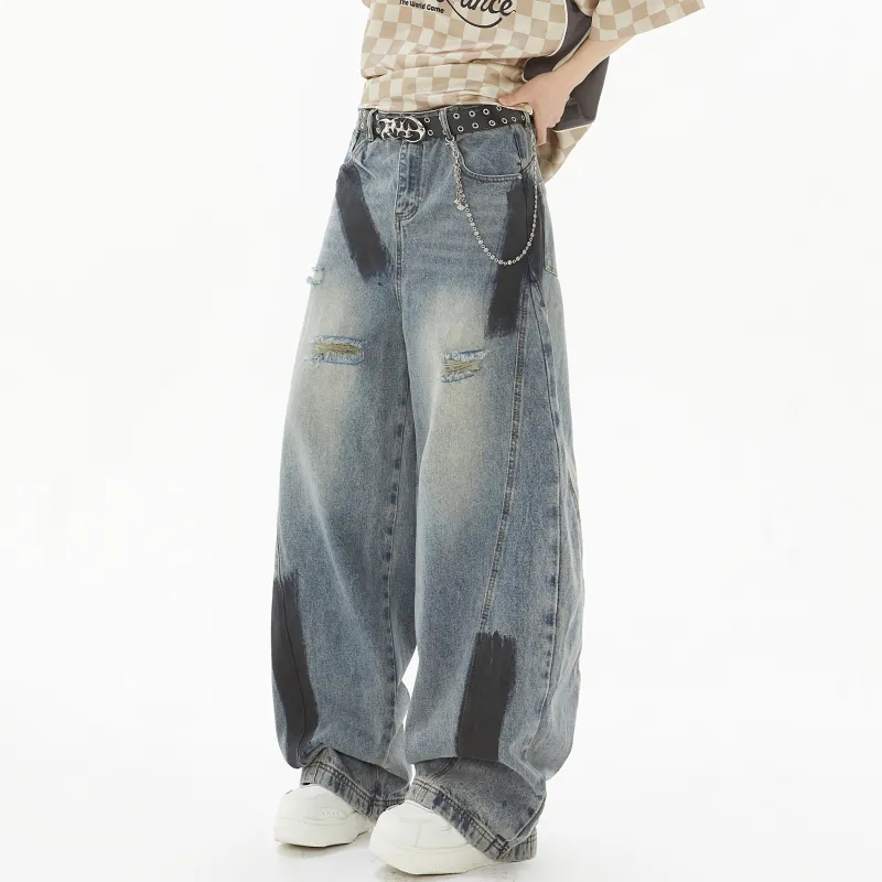 M MAICCO Jeans Unisex Color Block-4
