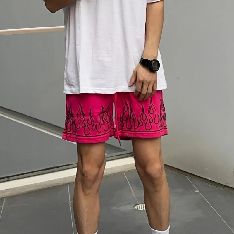 FALIAMS Casual Shorts Unisex Rose Red-3