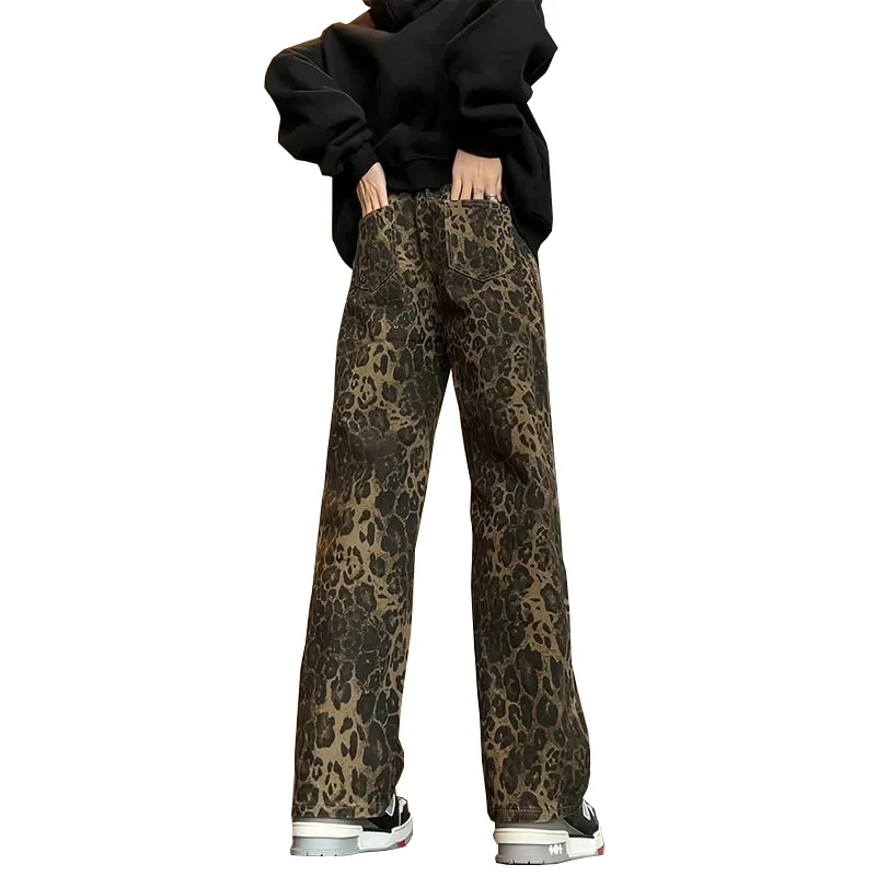 FALIAMS Jeans Unisex Leopard Print-1
