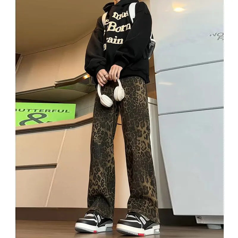 FALIAMS Jeans Unisex Leopard Print-5