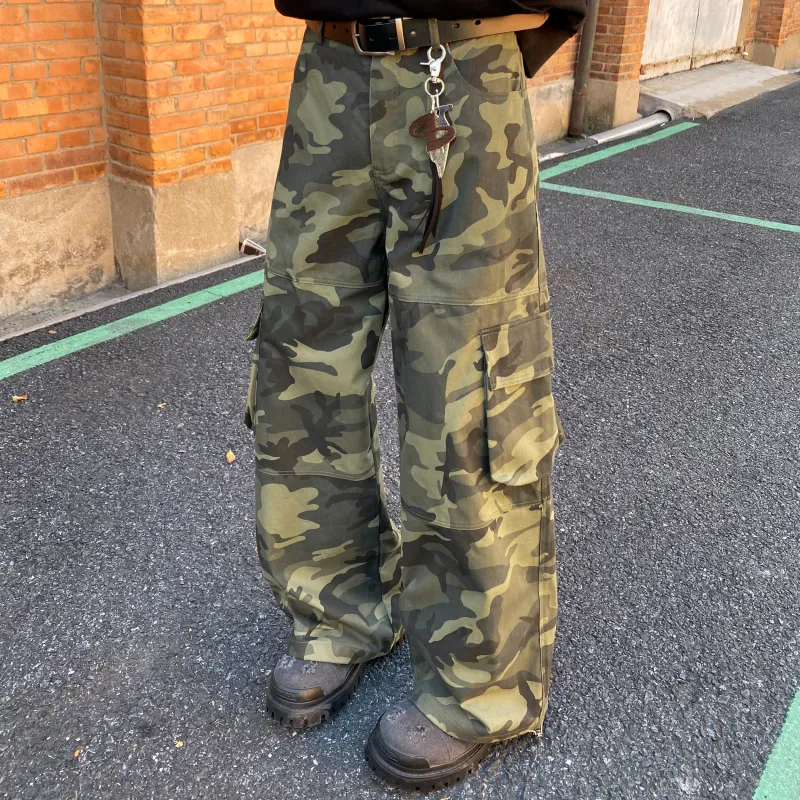 FALIAMS Cargo Pants Unisex Green Camouflage-1