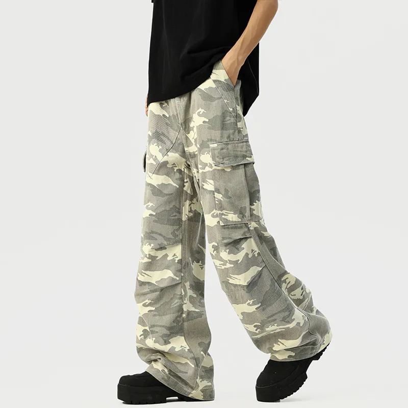 FALIAMS Jeans Unisex Camouflage Gray-4