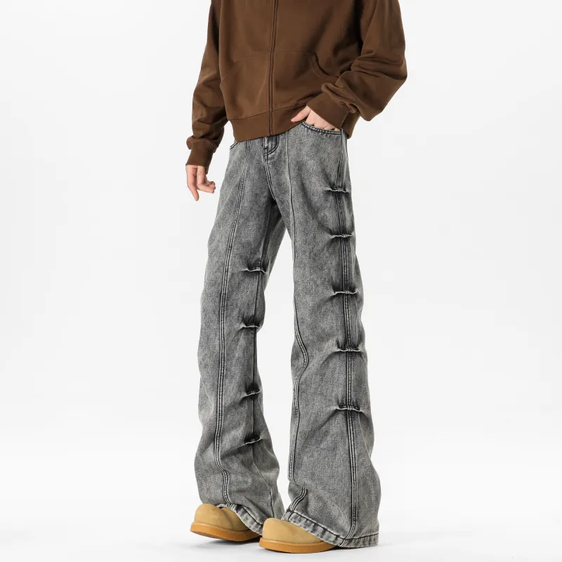 FALIAMS Jeans Unisex Black Gray Color-5