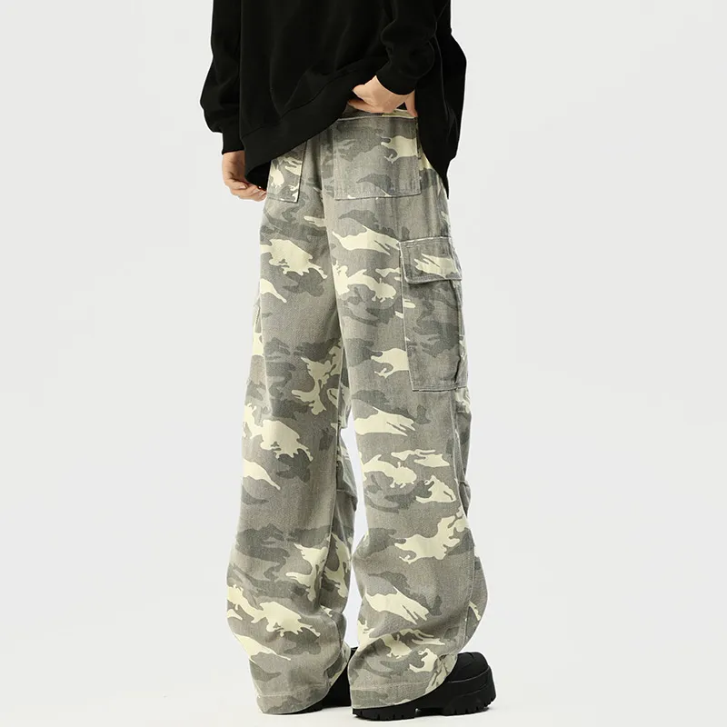FALIAMS Jeans Unisex Camouflage Gray-3