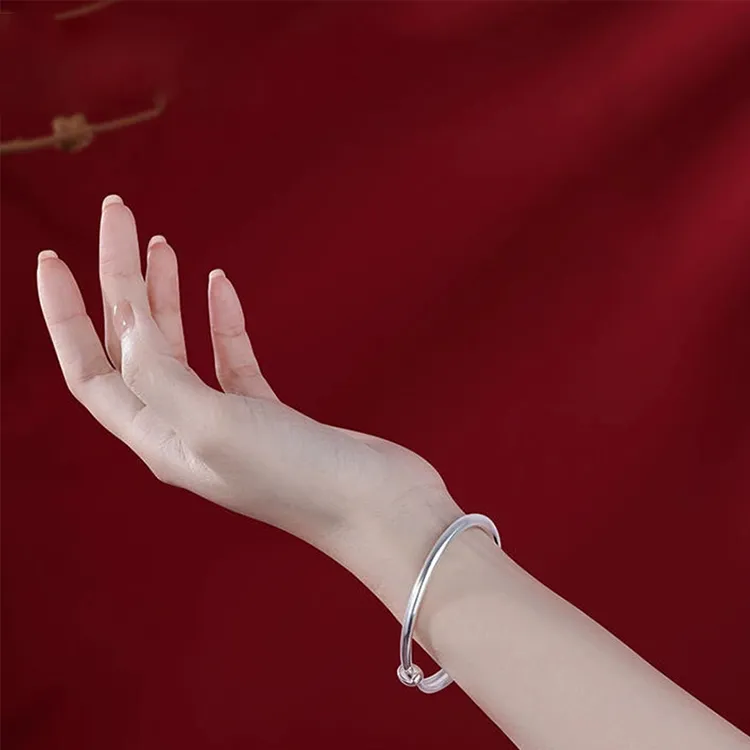 CHINA GOLD S999 Fine Silver Bangles Women's-7