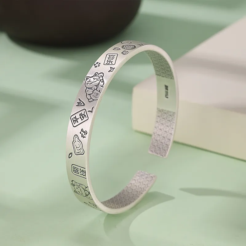 CHINA GOLD 999 Fine Silver Bangles Women's-5