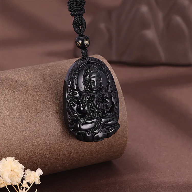 CHINA GOLD Obsidian Necklaces Unisex-15