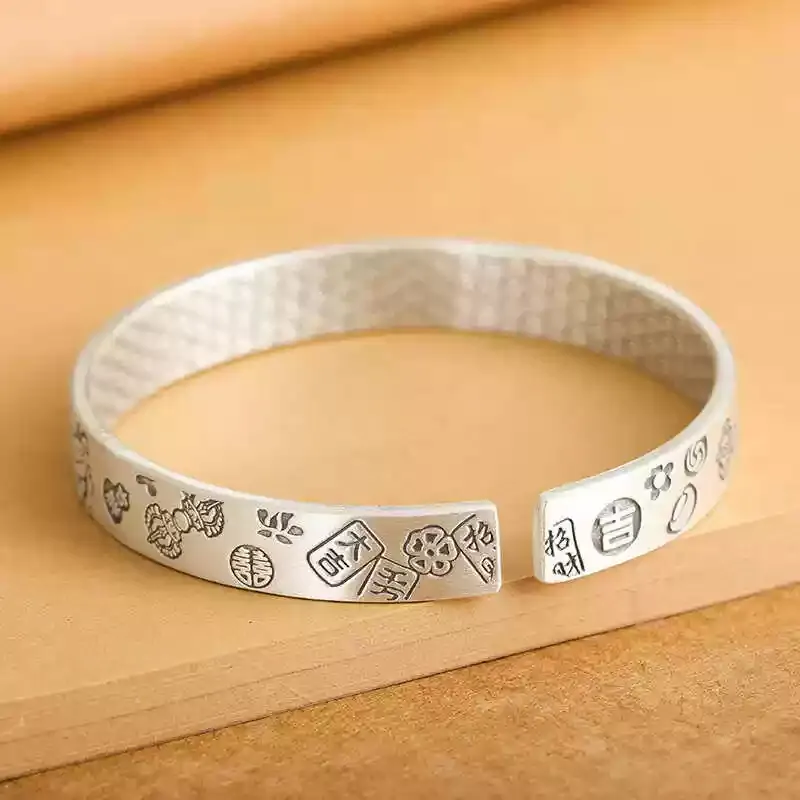 CHINA GOLD 999 Fine Silver Bangles Women's-4