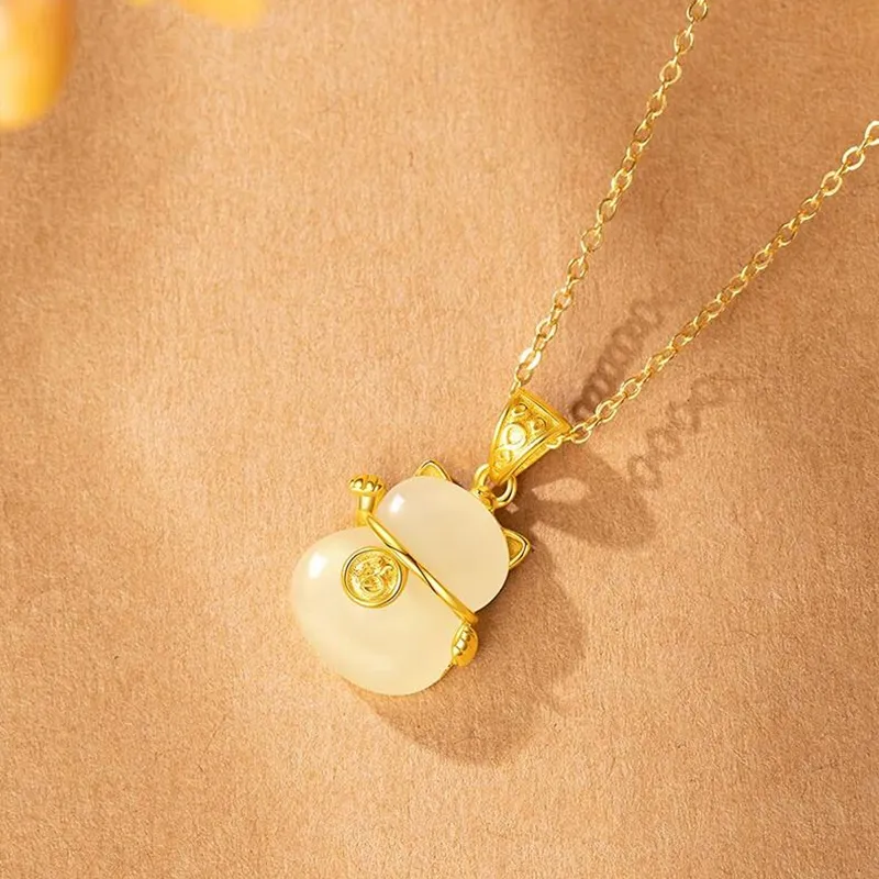 CHINA GOLD Hetian Jade Necklaces White Jade/Pale Greenish White Jade Women's-2