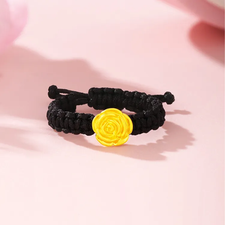 CHINA GOLD Rose Ring, Refined Luxury Small And Cute Fashion Versatile Solid Gold Priced In Gram Rings Women's-5