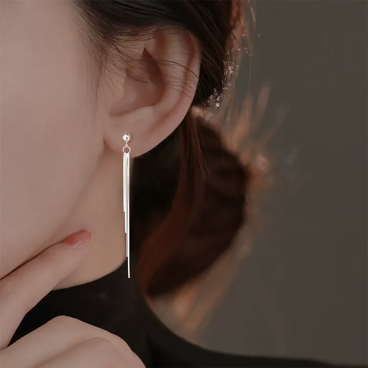 CHINA GOLD S925 Silver Drop Earrings Women's-1