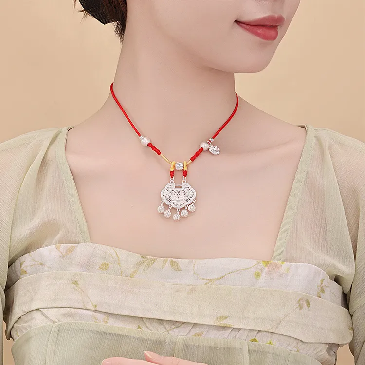 CHINA GOLD S990 Silver Sterling Silver Necklaces Women's-2