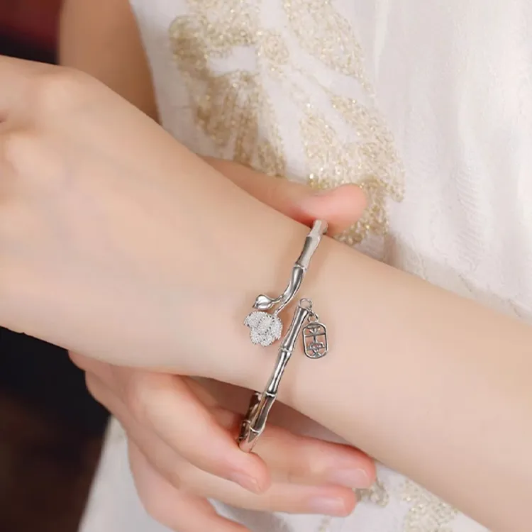 CHINA GOLD 999 Fine Silver Bangles Women's-3