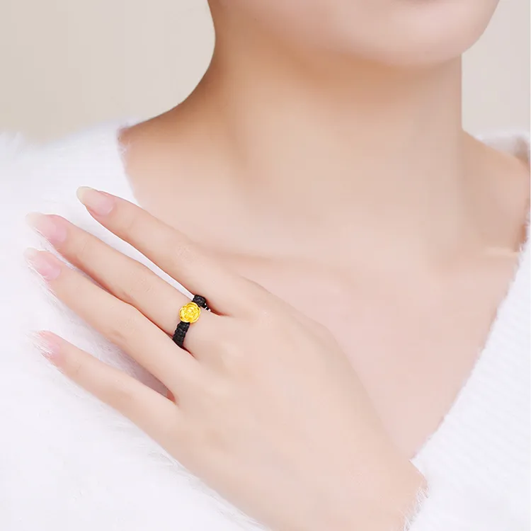 CHINA GOLD Rose Ring, Refined Luxury Small And Cute Fashion Versatile Solid Gold Priced In Gram Rings Women's-2
