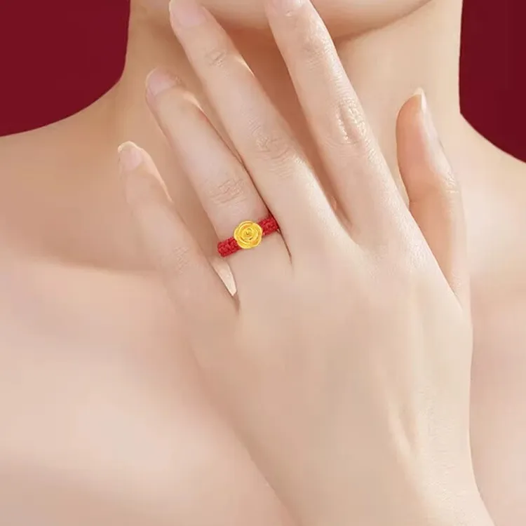 CHINA GOLD Rose Ring, Refined Luxury Small And Cute Fashion Versatile Solid Gold Priced In Gram Rings Women's-7