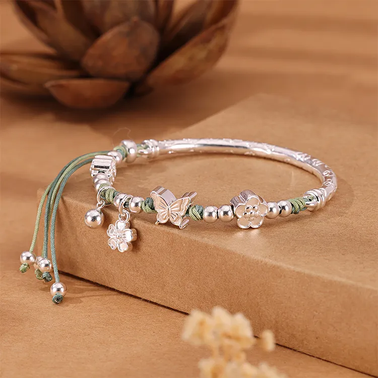CHINA GOLD 999 Fine Silver Bangles Women's-1