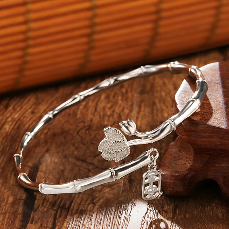 CHINA GOLD 999 Fine Silver Bangles Women's-1