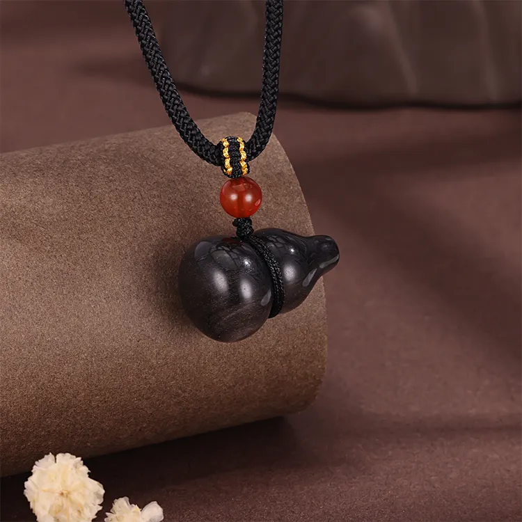CHINA GOLD Obsidian Necklaces Unisex-5