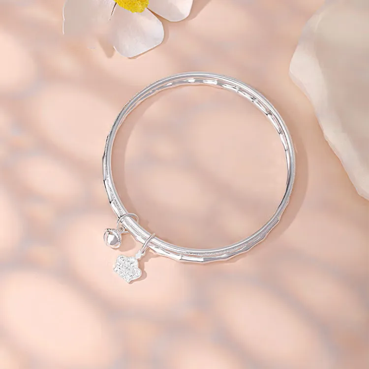 CHINA GOLD S999 Fine Silver Bangles Women's-2