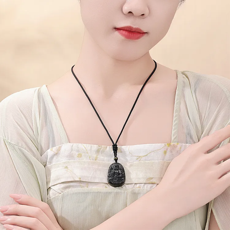 CHINA GOLD Obsidian Necklaces Unisex-20
