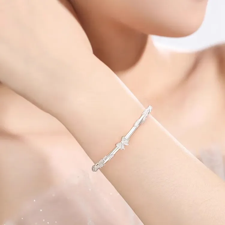 CHINA GOLD S999 Fine Silver Bangles Women's-2