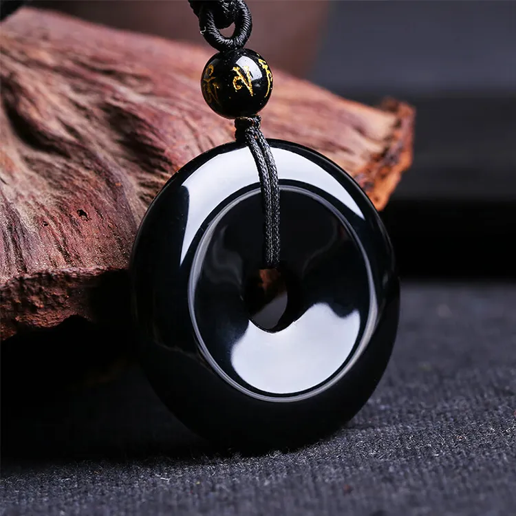 CHINA GOLD Obsidian Necklaces Unisex-3