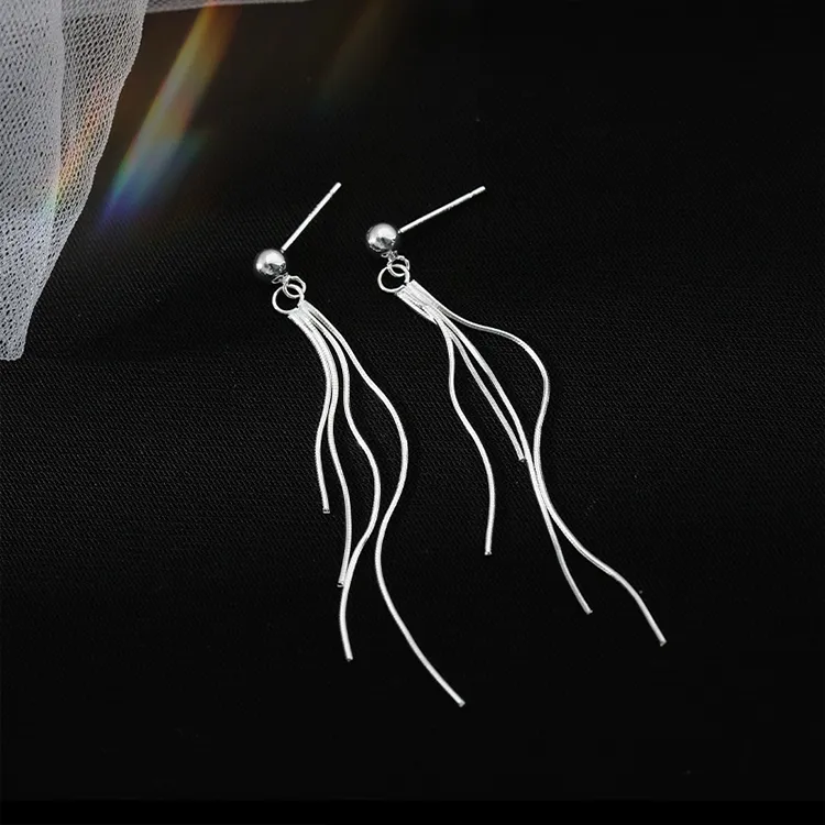 CHINA GOLD S925 Silver Drop Earrings Women's-2