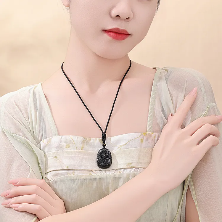 CHINA GOLD Obsidian Necklaces Unisex-5