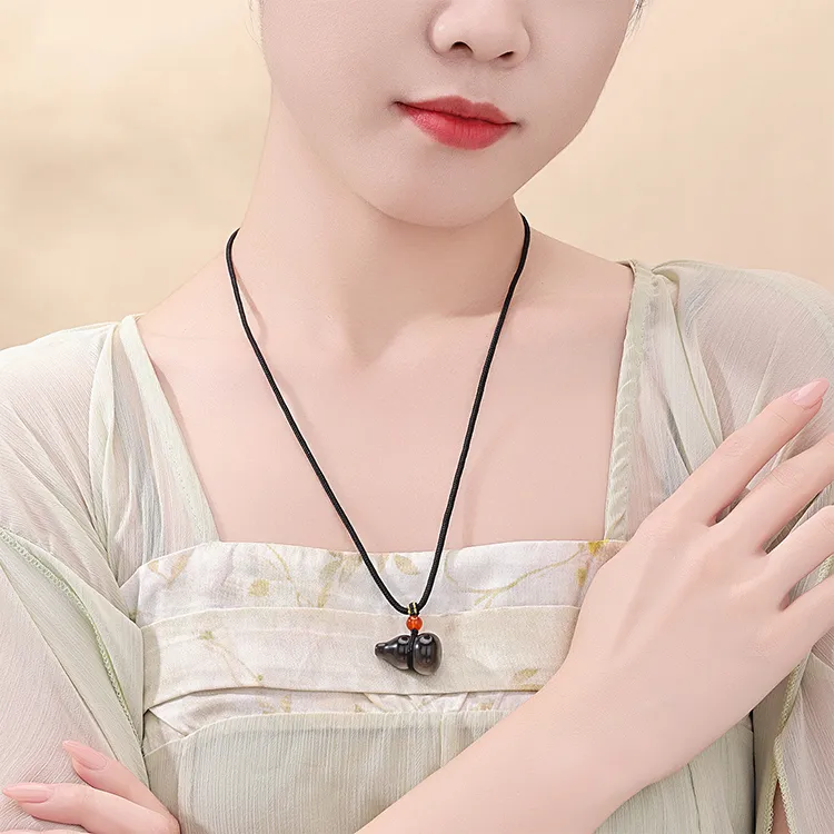 CHINA GOLD Obsidian Necklaces Unisex-4