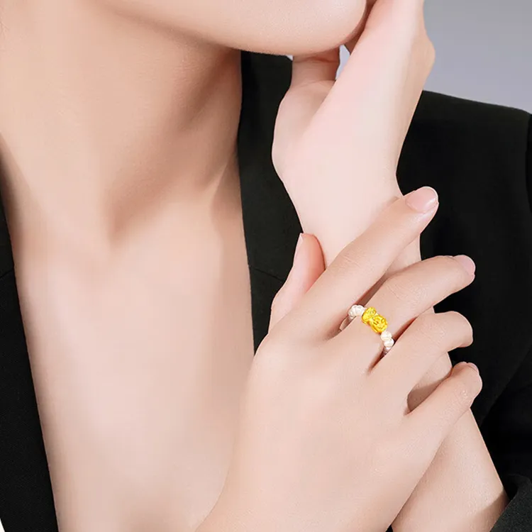 CHINA GOLD Pearl 18K Gold Rings Women's-2