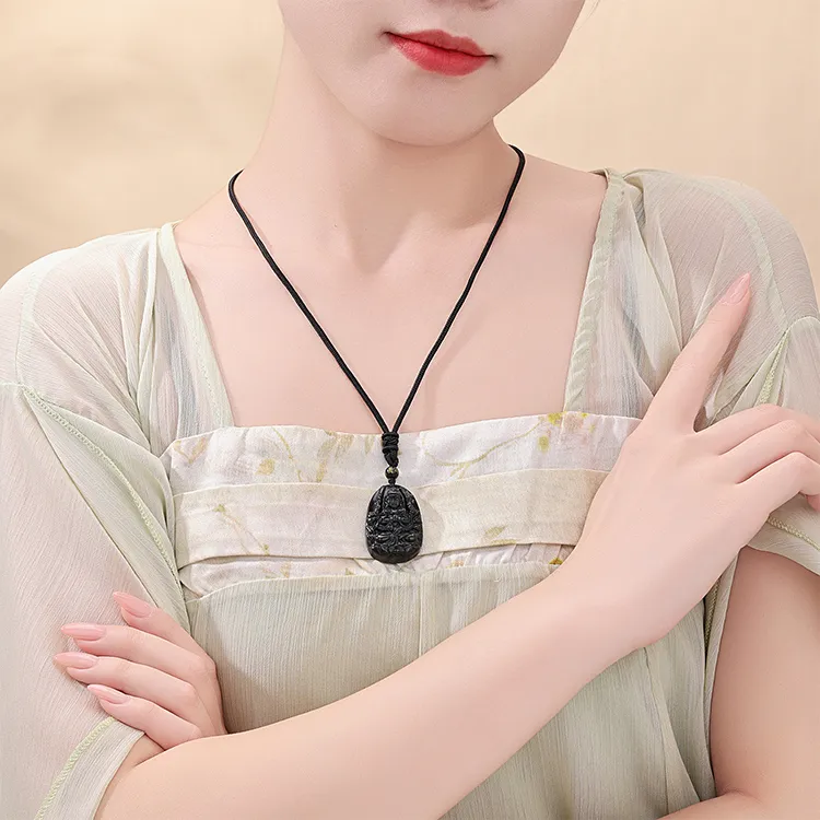 CHINA GOLD Obsidian Necklaces Unisex-1