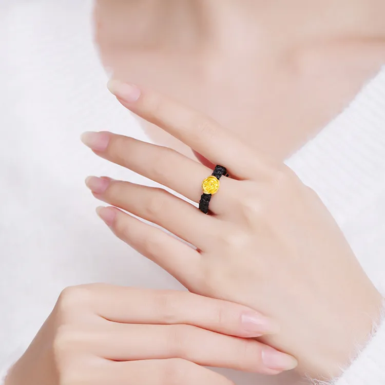 CHINA GOLD Rose Ring, Refined Luxury Small And Cute Fashion Versatile Solid Gold Priced In Gram Rings Women's-3