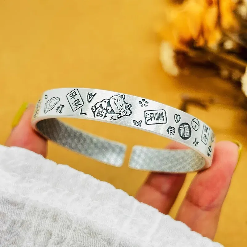 CHINA GOLD 999 Fine Silver Bangles Women's-2